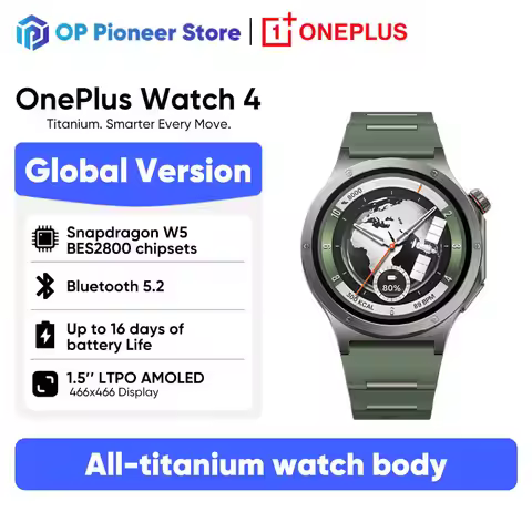OnePlus Watch 4 Global Version Smart Watch 1.50'' LTPO AMOLED Display Snapdragon W5 Up to 16 Days of