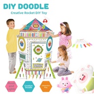 Children DIY Doodle Cardboard Toy House 3D Assembled Playhouse Tent