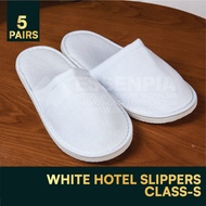 5 PAIRS CLASS S - WHITE HOTEL DISPOSABLE SLIPPER