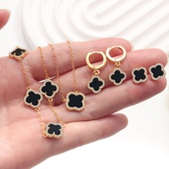 Set Necklace Simple High-End Four-Leaf Clover Necklace Earrings Necklace Jewelry Set#7. 5aljie #