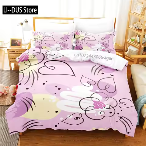 Pink Bedding Set Duvet Cover Set 3d Bedding Digital Printing Queen Size Bedding Set Fashion Design
