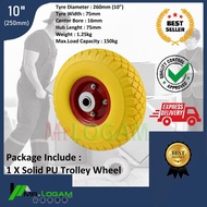 10" (260mm) X 3/4"(16MM) JODUN BRAND PU Foam Trolley Wheel With Metal Rim / PU推货车风轮 (H60-18-203)