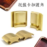 Chinese Style Tray Copper Corner Tray Copper Buckle Wooden Plate Copper Gold All Copper Fruit Plate 