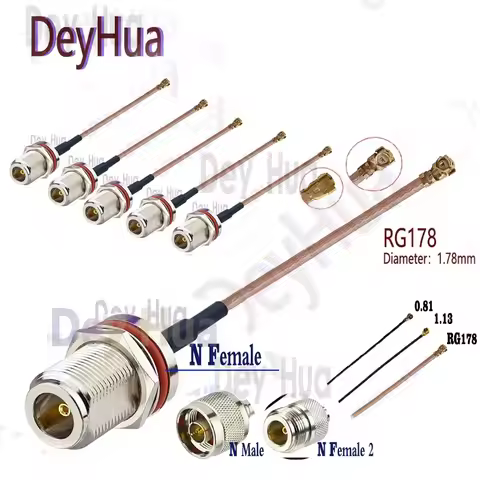 1/5pcs N Female Male to U. FL MHF1 MHF4 Straight Connector RF RG178 Pigtail Coaxial Mini PCI Wi fi W