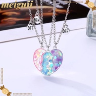 MEIGUII 3Pcs BFF Necklaces, Friendship Alloy Matching Heart Pendant Necklace, Friendship Jewelry Cut