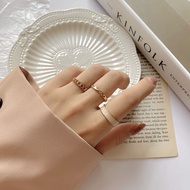 3Pcs Twist Chain Enamel Stackable Rings Set Electroplated Alloy Women Fashion Finger Jewel