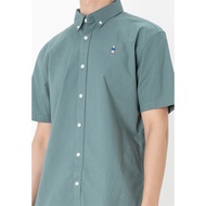 Giordano Mens Embroidery Stretch Oxford Shirts (Classic Man) 01044243001 เสื้อเชิ้ตแขนสั้น เสื้อเชิ้