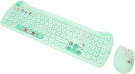 Wireless Keyboard and Mouse Combo, Cute Cat Theme USB Slim Keyboard Mouse Set, 2.4GHz Full Size Cute