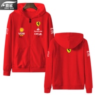 เสื้อแจ็คเก็ตคาร์ฟอร์ม F1 Scuderia Ferrari ทรงหลวม คอกลม ทรงหลวม วัสดุโพลีเอสเตอร์และคอตตอน เสื้อแจ็