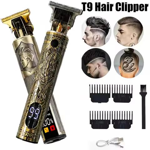2026 T9 Electric Hair Clipper 0mm Bald Fade Professional USB Rechargeable Trimmer Portable Barber Sh