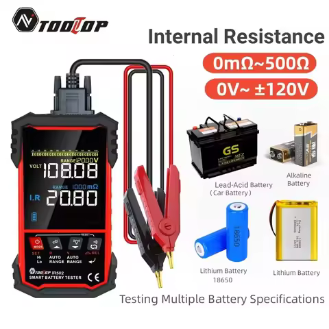 TOOLTOP IR500/IR502 Battery Internal Resistance Tester 120V 500Ω Handheld Calibratable Lead Acid alk