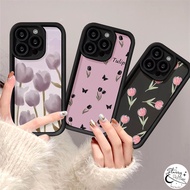 MERAH Pink Tulip Oil Paint Fresh Flower Shockproof Cover For Oppo A7 A5s A18 A57 A12 A17 A38 A15 A16