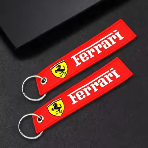 Embroidery Ferrari Emblems Keyring Keychain Pendant Decoration Accessories for Ferrari Roma 488 Port