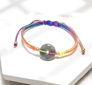 【願‧平安】烏雞翡翠平安扣編織手鍊 | 天然緬甸翡翠A貨 | 送禮