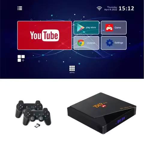 HaaYot Retro Game Console & Android Smart TV Box 2 in 1 9000+ Games Box with 3D Games Pad 64G Media 