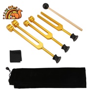 3Pack (128Hz, 256Hz, 512Hz) Tuning Fork Kit for Healing, Chakra, Sound Therapy,  Slider Fork (Gold)