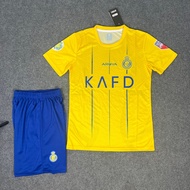 Bộ Quần áo Al Nassr Vàng Xanh Lam Chất Mè. Quần áo đá banh áo bóng đá Nam Nữ