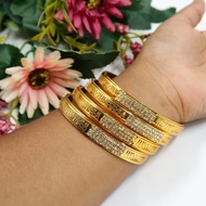 Matt Gold Ethnic Indian Bangles AD Stone - Set of 4 | Artlah Gelang Tangan | Indian Bangles