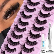 Lashes 10 Pairs Half Lashes Cat Eye Natural Long Lashes 3D Mink Eyelashes Full Strip Lashes Makeup E