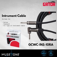 Gator GCWC-INS-10RA Cableworks Composer Series Guitar Cable Instrument Cable 1/4 TS 10ft cable S-L A