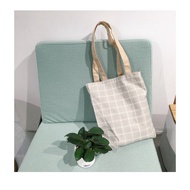 Canvas Bag Plaid Texture Wenqing Style Canvas Bag Three-Color Plaid Texture Canvas Bag All-Match Sho