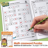 (Unique) Math Workbook For Kids Ages 5-8 Math:Math Crossword Puzzles Addition And Subtraction Workbo