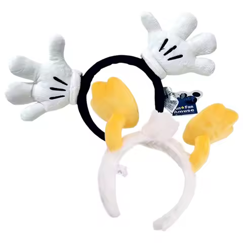 Disney Mickey Hand Headband Hairhoop Donald Duck Foot Cartoon Classic Disneyland Plush Mickey Mouse 