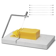 Cheese Slicer Cheese Cutter with 5 Replacement Cutting Wire Marble Board Cheese Slicer for Kitchen T