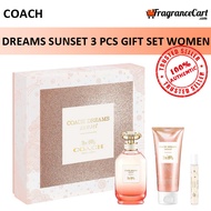 Coach Dreams Sunset 3 Pcs Gift Set for Women (90ml EDP + 7.5ml Travel Spray + 100ml Body Lotion) GiftSet Collection [Brand New 100% Authentic Perfume/Fragrance]