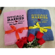 TOWEL SULAM HAPPY ANNIVERSARY / SELAMAT BERTUNANG / SELAMAT PENGANTIN BARU / SELAMAT BERSARA