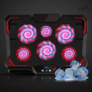 Laptop Cooling Pad 6 Silent Black Red LED Fans Powerful Airflow Adjustable Laptop Stand