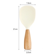 Centong Sendok Nasi Silikon Gagang Kayu Tahan Panas Anti Lengket