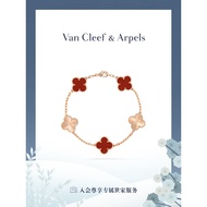 (Vca)Van Cleef Van Keyabao Official Flagship Store Four-Leaf Lucky Alhambra Series Carnelian Bracele