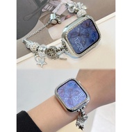 Pando Bracelet Strap + Silver Diamond Case Use With Smart Watch 10 9 8 7 6 5 4 Se Ultra H13min Hello