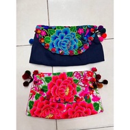 Flower Embroidered Shoulder Bag Handmade Hmong Cloth Work