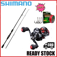 Shimano bc mancing casting 1 set reel bc fishing rod Set Full Corbon Casting Rod Baitcasting Rod Joran Pancing