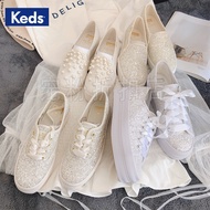 Keds Katespade Joint Wedding Shoes Platform Shoes Platform Women's Shoes Sequined Sweet Pearl Flower Shoes well