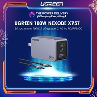 Bộ sạc nhanh UGREEN 100W NexodePro GaN X757 với 2 cổng Type C hỗ trợ PD/PPS/QC có tặng kèm cáp - Bảo