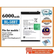 BSS BL-58BT Battery for TECNO LC7 SPARK 6 Air KE6 Pouvoir 4 Pro SPARK Power 2 LC8 Pova LD7