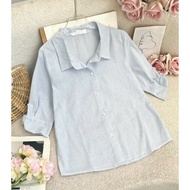 Áo Bigsize Nữ Mập Fashion Áo Sơ Mi Bigsize Nữ Sọc 2 Màu Thanh Lịch Đi Làm Đi Chơi Đủ Size 47-85kg AO