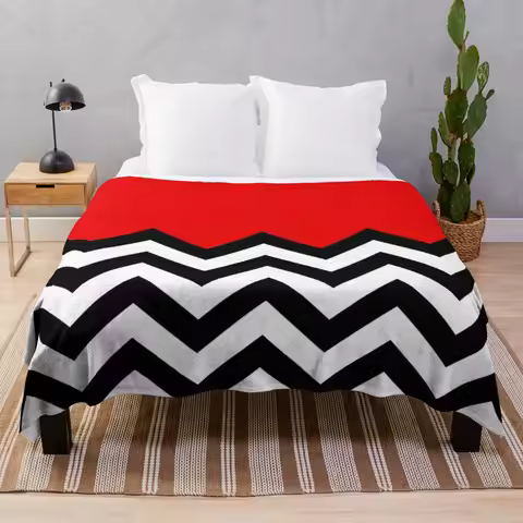 Twin Peaks - Black Lodge Pattern Throw Blanket Blanket Wool Cotton Knit Blanket