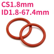 Red silicone O-ring sealing ring CS1.8mm*ID1.8-67.4mm waterproof ring high temperature resistant sea