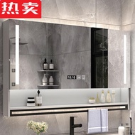 LP-6 QM🍓TIFICYBathroom Cabinet Upper Cabinet Mirror Cabinet Solid Wood Bathroom Smart Mirror Cabinet Separate Wall-Mount