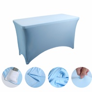 Elastic Table Cloth 4/6/8 Restaurant Wedding Banquet Decoration Solid Color Polyester Square Table C