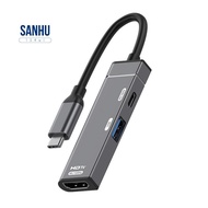 Type-C HUB Docking Station 4K/120Hz -Compatible Converter Type-C to HDTV USB-A PD100W Power Delivery