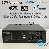 50W 100V 2 Zone Public Address Amplifier with Bluetooth, FM Antenna, USB MP3 GW Acoustic