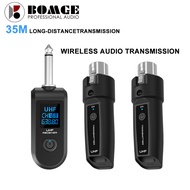 BOMGE WTU03B UHF XLR Adapter System Wireless Microphone Transmitter Receiver for Dynamic Microphone 