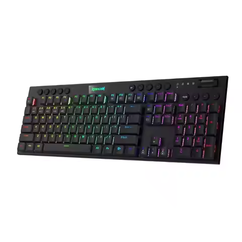 Redragon K618 Horus Wireless RGB Mechanical Keyboard, Bluetooth/2.4Ghz/Wired Low Profile Gaming Keyb