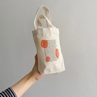 多功能 環保帆布水壺袋 橙色英文飲料提袋 手提奶茶袋