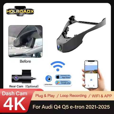 HOLROADX Wireless Car Dash Camera 4K Front and Rear For Audi Q4/Q5 e-tron VW ID.4 Cupra Tavascan 202